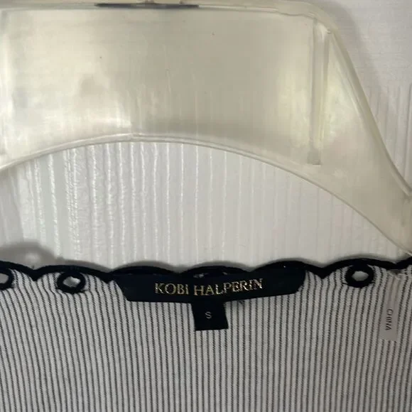 KOBI HALPERIN Tricia Woman’s Pinstripe Ruffle Sleeves Blouse Size Small - Picture 4 of 7